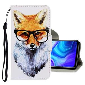 huismerk Voor Samsung Galaxy Note20 3D Gekleurde tekening horizontale flip PU lederen hoes met Holder & Card Slots & Wallet(Fox)