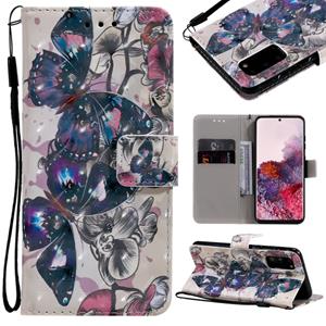 huismerk Voor Galaxy S20 3D Painting Horizontal Flip Leather Case met Holder & Card Slot & Lanyard(Black Butterflies)