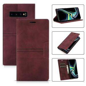 huismerk Voor Samsung Galaxy S10 + Droom Magnetische Zuigbedrijf Horizontale Flip PU Lederen Case met Houder & Card Slot & Portemonnee (Wijnrood)