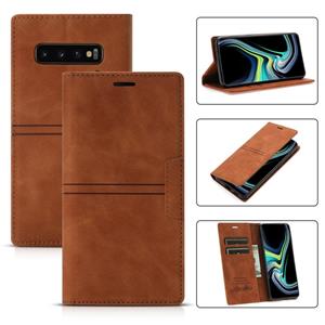 huismerk Voor Samsung Galaxy S10 + Dream Magnetische Zuigbedrijf Horizontale Flip PU Lederen Case met Houder & Card Slot & Portemonnee (Bruin)