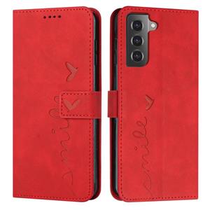 huismerk Voor Samsung Galaxy S21+ Skin Feel Heart Patroon Lederen telefoonhoesje