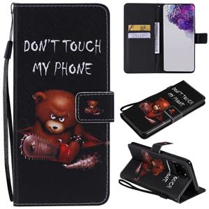 huismerk Voor Galaxy S20 Ultra Painting Horizontale Flip Lederen Kast met Holder & Card Slot & Lanyard(Bear)