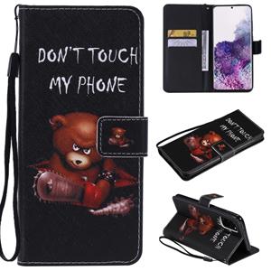 huismerk Voor Galaxy S20+ Painting Horizontale Flip Lederen Kast met Holder & Card Slot & Lanyard(Bear)