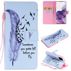 huismerk Voor Galaxy S20+ Painting Horizontale Flip Lederen Kast met Holder & Card Slot & Lanyard(Feather)