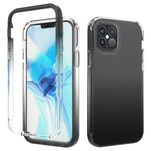 huismerk Schokbestendige hoge transparantie tweekleurige geleidelijke verandering PC + TPU Candy Kleuren beschermhoes voor iPhone 12 / 12 Pro (Zwart)