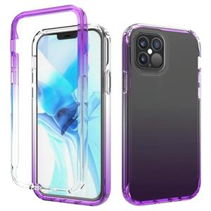 huismerk Schokbestendige hoge transparantie tweekleurige geleidelijke verandering PC + TPU Candy Kleuren beschermhoes voor iPhone 12 / 12 Pro (Paars)