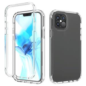 huismerk Schokbestendige hoge transparantie tweekleurige geleidelijke verandering PC + TPU Candy Kleuren beschermhoes voor iPhone 12 / 12 Pro (Transparant)