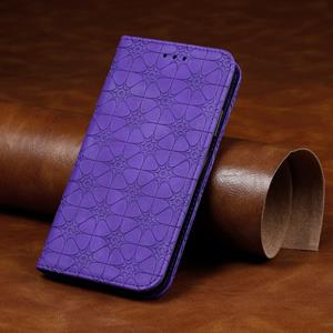 huismerk Voor Galaxy S10 Lucky Flowers Embossing Pattern Magnetic Horizontal Flip Leather Case met Holder & Card Slots(Purple)