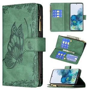 huismerk Voor Samsung Galaxy S20 Flying Butterfly Embossing Pattern Rits Horizontale Flip Lederen Case met Houder & Card Slots & Portemonnee