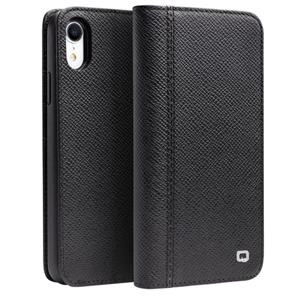 Voor iPhone XR QIALINO 2 in 1 Kruistextuur Top-grain Leder + PC + TPU Horizontale Flip Lederen case met Holder & Card Slots(Zwart)