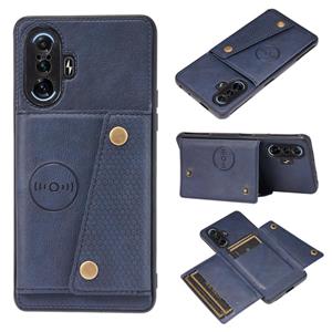 huismerk Voor Xiaomi Redmi K40 Gaming Double Buckle PU + TPU schokbestendige magnetische beschermhoes met kaartsleuf & houder