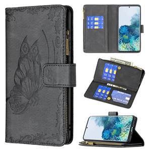 huismerk Voor Samsung Galaxy S20 Plus Flying Butterfly Embossing Pattern Rits Horizontale Flip Leren Case met Houder & Card Slots & Wallet (Zwart)