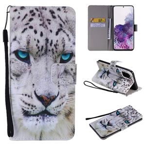 huismerk Voor Galaxy S20+ Painting Horizontale Flip Lederen Kast met Holder & Card Slot & Lanyard(White Leopard)