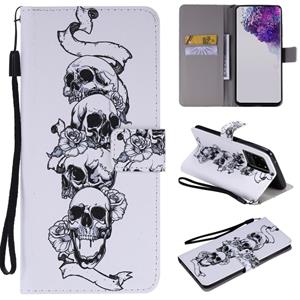 huismerk Voor Galaxy S20 Ultra Painting Horizontale Flip Lederen Kast met Holder & Card Slot & Lanyard(Skull Bone)