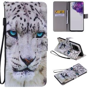 huismerk Voor Galaxy S20 Ultra Painting Horizontale Flip Lederen Kast met Holder & Card Slot & Lanyard(White Leopard)