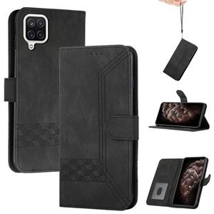 huismerk Voor Samsung Galaxy A42 5G Cubic Skin Feel Flip Leather Phone Case (Black)