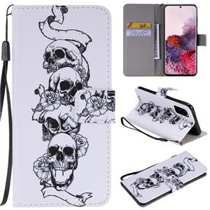 huismerk Voor Galaxy S20 Painting Horizontale Flip Lederen Kast met Holder & Card Slot & Lanyard(Skull Bone)