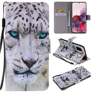 huismerk Voor Galaxy S20 Painting Horizontale Flip Lederen Kast met Holder & Card Slot & Lanyard(White Leopard)