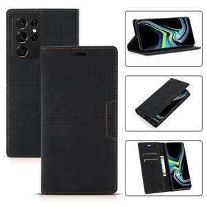 Voor Samsung Galaxy S21 Ultra 5G DROOM Magnetische Zuigbedrijf Horizontale Flip PU Lederen Case met Houder & Card Slot & Portemonnee (Zwart)