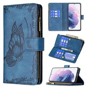 huismerk Voor Samsung Galaxy S21 + 5G Flying Butterfly Embossing Pattern Rits Horizontale Flip Lederen Case met Houder & Card Slots & Portemonnee