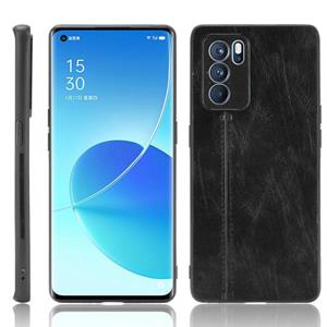 azns Voor Oppo Reno6 Pro Schokbestendig Naaien Koe Patroon Huid PC + PU + TPU Case