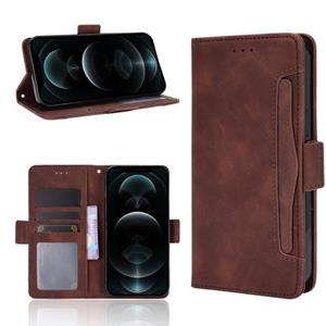 huismerk Skin Feel Calf Pattern Horizontal Flip Leather Case with Holder & Card Slots & Photo Frame For iPhone 13 mini(Brown)