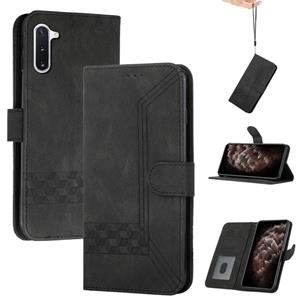 huismerk Voor Samsung Galaxy Note10 Cubic Skin Feel Flip Leather Phone Case (Black)