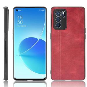 azns Voor Oppo Reno6 Pro Schokbestendig Naaien Koe Patroon Huid PC + PU + TPU-hoesje