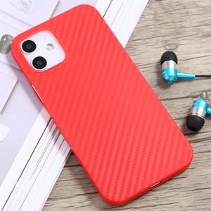 Huismerk Carbon Fiber Texture PP Beschermhoes voor iPhone 12 mini(Rood)