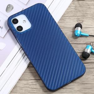 Huismerk Carbon Fiber Texture PP Beschermhoes voor iPhone 12 mini(Blauw)