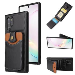 huismerk Voor Samsung Galaxy Note10 + Soft Skin Lederen Portemonnee Bag Telefoonhoesje (Zwart)