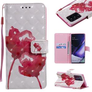 huismerk Voor Samsung Galaxy Note 20 Ultra 3D Painting Horizontale Flip Lederen case met Holder & Card Slot & Lanyard(Red Rose)