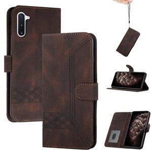 huismerk Voor Samsung Galaxy Note10 Cubic Skin Feel Flip Leren Telefoonhoes (Donkere Koffie)