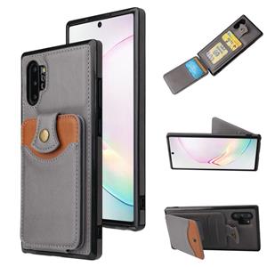 huismerk Voor Samsung Galaxy Note10 + Soft Skin Lederen Portemonnee Bag Telefoonhoesje (Gray)