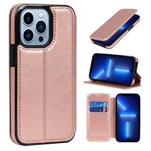 huismerk Knight Magnetic Suction Leather Phone Case For iPhone 13 Pro(Rose Gold)