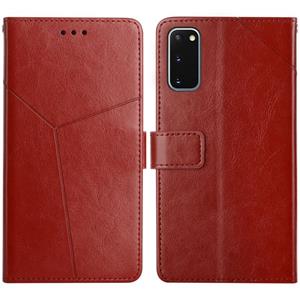 huismerk Voor Samsung Galaxy S20 Y Stitching Horizontale Flip Leren Case met Houder & Card Slots & Portemonnee & Photo Frame (Brown)