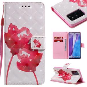 huismerk Voor Samsung Galaxy Note 20 3D Painting Horizontale Flip Lederen case met Holder & Card Slot & Lanyard(Red Rose)