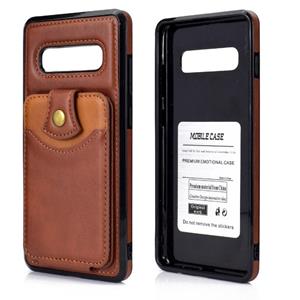 huismerk Voor Samsung Galaxy S10 Soft Skin Lederen Portemonnee Bag Telefoon Case (Brown)