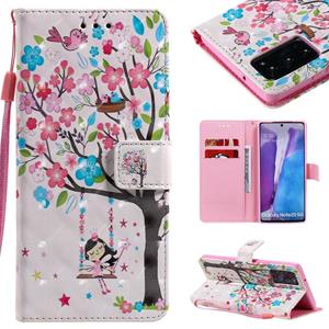 huismerk Voor Samsung Galaxy Note 20 3D Painting Horizontale Flip Lederen case met Holder & Card Slot & Lanyard(Girl Under The Tree)