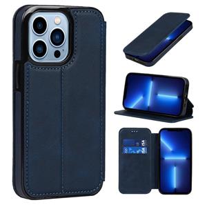 huismerk Knight Magnetic Suction Leather Phone Case For iPhone 13 Pro(Blue)