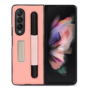 huismerk Voor Samsung Galaxy Z Fold3 5G Litchi Texture Lederen Beschermhoes Met Houder & Pen Slot (Roze)