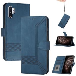 huismerk Voor Samsung Galaxy Note10 + Cubic Skin Feel Flip Leather Phone Case (Royal Blue)