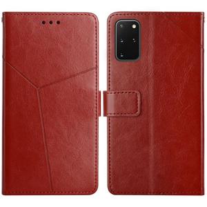 huismerk Voor Samsung Galaxy S20 + Y Stitching Horizontale Flip Lederen Case met Houder & Card Slots & Portemonnee & Fotolijst (Bruin)