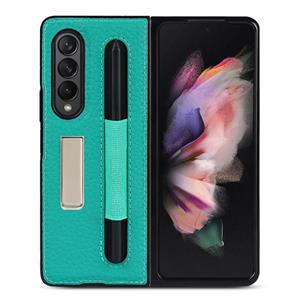 huismerk Voor Samsung Galaxy Z Fold3 5G Litchi Texture Lederen Beschermhoes Met Houder & Pen Slot