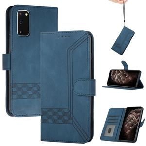 huismerk Voor Samsung Galaxy Note20 Kubieke Huid Feel Flip Leather Telefoon Case (Royal Blue)