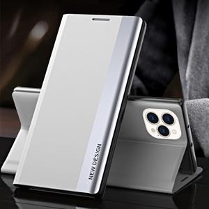 huismerk Zij galvaniseer magnetische ultradunne horizontale flip lederen tas met houder voor iphone 13