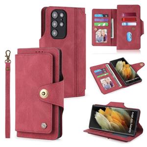 huismerk For Samsung Galaxy S22 5G POLA 9 Card-slot Oil Side Leather Phone Case(Red)