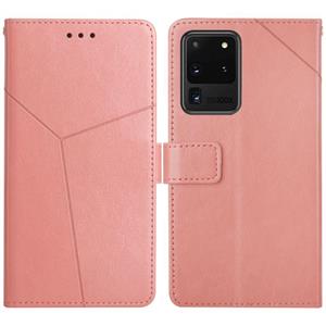 huismerk Voor Samsung Galaxy S20 Ultra Y Stitching Horizontale Flip Leren Case Met Houder & Card Slots & Portemonnee & Fotolijst (Rose Gold)