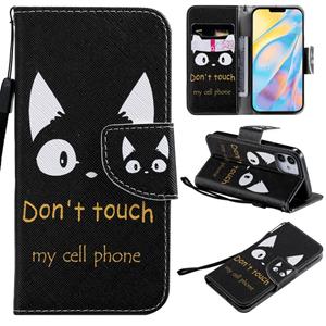 huismerk Schilderij Horizontale Flip Lederen case met houder & kaartslot & lanyard voor iPhone 12 mini(Cat Ears)