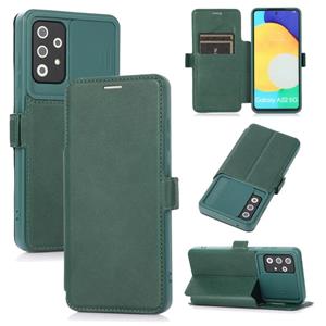 huismerk Voor Samsung Galaxy A52 5G / 4G Push-venster Dubbele Geckle PU + Siliconen Horizontale Flip Leren Case Met Houder & Card Slot